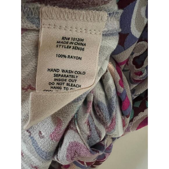 Soft Surroundings Palmero Maxi Dress Floral Fuschia Soho Shirtdress Pink Gold PS - Picture 4 of 9